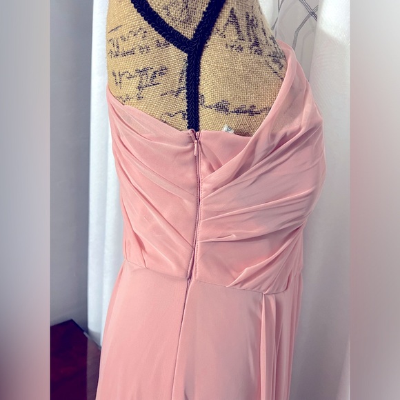 DAVID’S BRIDAL LONG CHIFFON ASYMMETRIC NECKLINE GREEK ROMAN TOGA DRESS SIZE 14 - Picture 6 of 12